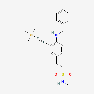molecular formula C21H28N2O2SSi B8502960 2-(4-(benzylamino)-3-((trimethylsilyl)ethynyl)phenyl)-N-methylethane-1-sulfonamide 