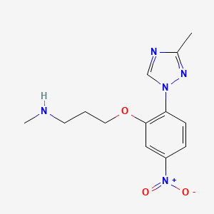 molecular formula C13H17N5O3 B8503016 N-methyl-3-(2-(3-methyl-1H-1,2,4-triazol-1-yl)-5-nitrophenoxy)propan-1-amine 