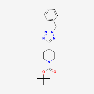 molecular formula C18H25N5O2 B8503102 1-(t-Butoxycarbonyl)4-((2-benzyl)tetrazol-5-yl)piperidine 