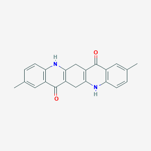 molecular formula C22H18N2O2 B085034 Quino[2,3-b]acridine-7,14-dione, 5,6,12,13-tetrahydro-2,9-dimethyl- CAS No. 13796-22-0