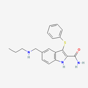 molecular formula C19H21N3OS B8503505 1h-Indole-2-carboxamide,3-(phenylthio)-5-[(propylamino)methyl]- 
