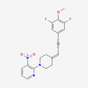 molecular formula C20H17F2N3O3 B8503618 2-(4-(3-(3,5-Difluoro-4-methoxyphenyl)prop-2-yn-1-ylidene)piperidin-1-yl)-3-nitropyridine 