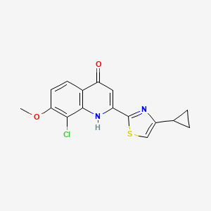 molecular formula C16H13ClN2O2S B8503688 8-Chloro-7-methoxy-2-(4-cyclopropylthiazol-2-yl)quinolin-4-ol 