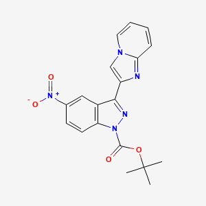 molecular formula C19H17N5O4 B8503724 1h-Indazole-1-carboxylic acid,3-imidazo[1,2-a]pyridin-2-yl-5-nitro-,1,1-dimethylethyl ester 