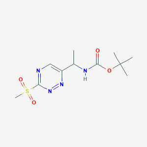 molecular formula C11H18N4O4S B8503983 Tert-butyl 1-[3-(methylsulfonyl)-1,2,4-triazin-6-yl]ethylcarbamate 