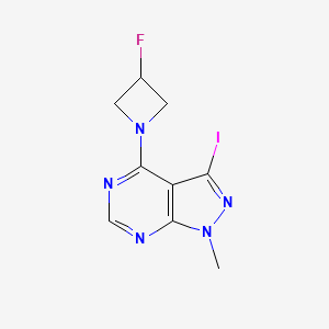 molecular formula C9H9FIN5 B8504070 4-(3-fluoroazetidin-1-yl)-3-iodo-1-methyl-1H-pyrazolo[3,4-d]pyrimidine 