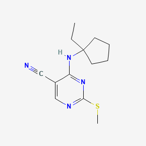 molecular formula C13H18N4S B8504164 4-(1-Ethylcyclopentylamino)-2-(methylthio)pyrimidine-5-carbonitrile 