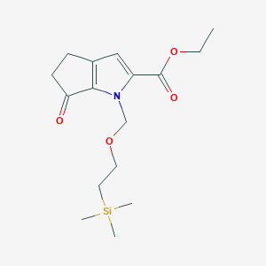 molecular formula C16H25NO4Si B8504178 Ethyl 6-oxo-1-((2-(trimethylsilyl)ethoxy)methyl)-1,4,5,6-tetrahydrocyclopenta[b]pyrrole-2-carboxylate CAS No. 1041430-94-7