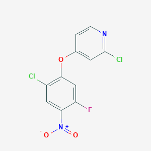 molecular formula C11H5Cl2FN2O3 B8504440 2-Chloro-4-(2-chloro-5-fluoro-4-nitrophenoxy)pyridine 