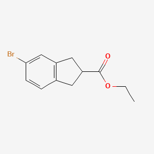 molecular formula C12H13BrO2 B8504515 Ethyl 5-bromo-2,3-dihydro-1H-indene-2-carboxylate 