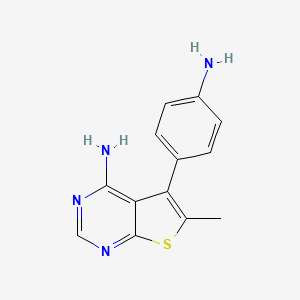 molecular formula C13H12N4S B8504517 5-(4-Aminophenyl)-6-methylthieno[2,3-d]pyrimidin-4-amine 