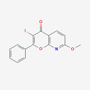 molecular formula C15H10INO3 B8504535 3-Iodo-7-methoxy-2-phenyl-pyrano[2,3-b]pyridin-4-one 