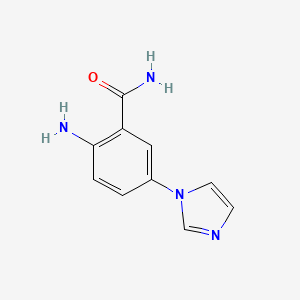 molecular formula C10H10N4O B8504672 2-Amino-5-(1-imidazolyl)benzamide 