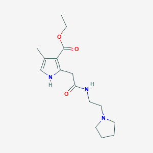 molecular formula C16H25N3O3 B8504683 4-methyl-2-[(2-pyrrolidin-1-yl-ethylcarbamoyl)-methyl]-1H-pyrrole-3-carboxylic acid ethyl ester 