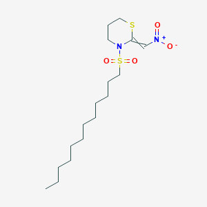 molecular formula C17H32N2O4S2 B8505115 3-(Dodecane-1-sulfonyl)-2-(nitromethylidene)-1,3-thiazinane CAS No. 88428-03-9