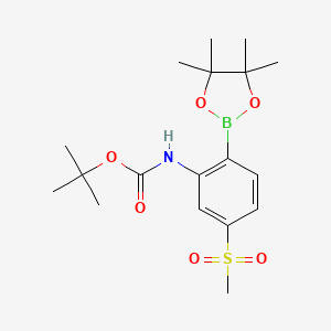 molecular formula C18H28BNO6S B8505453 Tert-butyl 5-(methylsulfonyl)-2-(4,4,5,5-tetramethyl-1,3,2-dioxaborolan-2-yl)phenylcarbamate 
