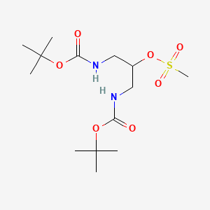 molecular formula C14H28N2O7S B8505572 N,N'-di-Boc-2-methanesulfonyloxy-1,3-diaminopropane 