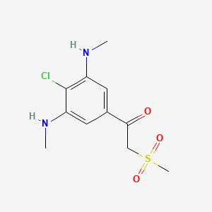 molecular formula C11H15ClN2O3S B8505584 1-[4-Chloro-3,5-bis(methylamino)phenyl]-2-(methanesulfonyl)ethan-1-one CAS No. 61544-94-3