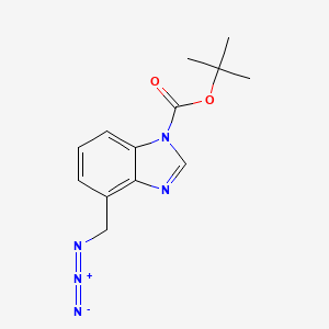 molecular formula C13H15N5O2 B8505668 1h-Benzimidazole-1-carboxylic acid,4-(azidomethyl)-,1,1-dimethylethyl ester 