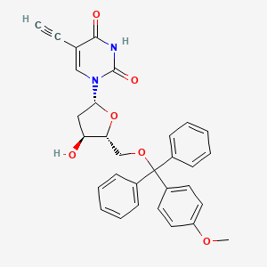 molecular formula C31H28N2O6 B8505687 2'-Deoxy-5-ethynyl-5'-O-[(4-methoxyphenyl)(diphenyl)methyl]uridine CAS No. 162745-53-1