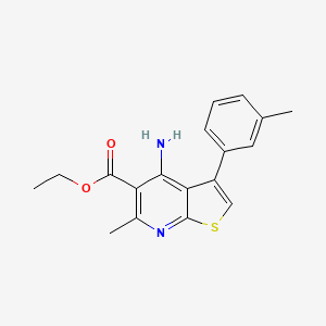 molecular formula C18H18N2O2S B8505729 Ethyl 4-amino-6-methyl-3-(3-methylphenyl)thieno[2,3-b]pyridine-5-carboxylate 