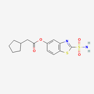 molecular formula C14H16N2O4S2 B8505804 2-Sulfamoyl-1,3-benzothiazol-5-yl cyclopentylacetate CAS No. 88515-22-4
