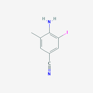 molecular formula C8H7IN2 B8505910 4-Amino-3-iodo-5-methylbenzonitrile 