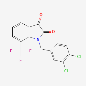 molecular formula C16H8Cl2F3NO2 B8506036 1H-Indole-2,3-dione, 1-[(3,4-dichlorophenyl)methyl]-7-(trifluoromethyl)- CAS No. 89720-79-6