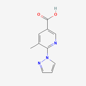molecular formula C10H9N3O2 B8506288 5-methyl-6-(1H-pyrazol-1-yl)nicotinic acid 
