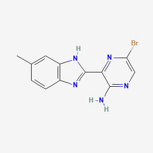 molecular formula C12H10BrN5 B8506443 5-bromo-3-(6-methyl-1H-benzo[d]imidazol-2-yl)pyrazin-2-amine 