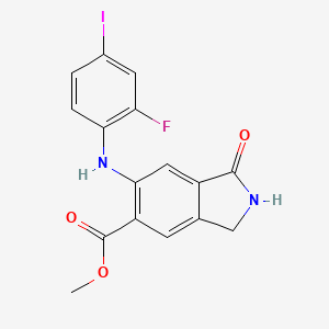 molecular formula C16H12FIN2O3 B8506458 1h-Isoindole-5-carboxylic acid,6-[(2-fluoro-4-iodophenyl)amino]-2,3-dihydro-1-oxo-,methyl ester 