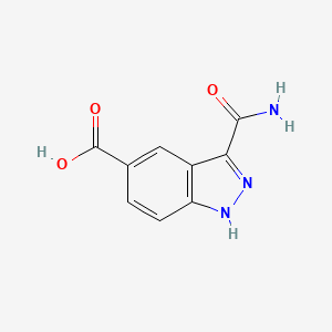 molecular formula C9H7N3O3 B8506499 3-carbamoyl-1H-indazole-5-carboxylic acid 