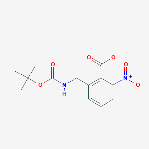 molecular formula C14H18N2O6 B8506526 Methyl 2-(((tert-butoxycarbonyl)amino)methyl)-6-nitrobenzoate 