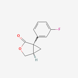 molecular formula C11H9FO2 B8506638 (1S,5R)-1-(3-Fluorophenyl)-3-oxabicyclo(3.1.0)hexan-2-one CAS No. 528587-70-4