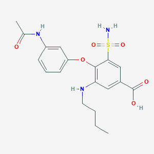 molecular formula C19H23N3O6S B8506841 Benzoic acid,4-[3-(acetylamino)phenoxy]-3-(aminosulfonyl)-5-(butylamino)- 