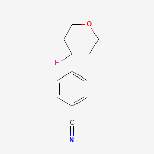 molecular formula C12H12FNO B8506858 4-(4-Fluorotetrahydro-2H-pyran-4-yl)benzonitrile 