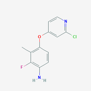 molecular formula C12H10ClFN2O B8506913 4-(2-Chloro-pyridin-4-yloxy)-2-fluoro-3-methyl-phenylamine 