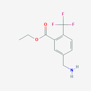 molecular formula C11H12F3NO2 B8506925 5-Aminomethyl-2-trifluoromethyl-benzoic acid ethyl ester 