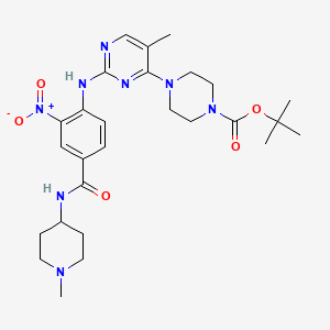 molecular formula C27H38N8O5 B8507118 Tert-butyl 4-(5-methyl-2-((4-((1-methylpiperidin-4-yl)carbamoyl)-2-nitrophenyl)amino)pyrimidin-4-yl)piperazine-1-carboxylate 