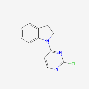 molecular formula C12H10ClN3 B8507147 2-Chloro-4-(indolin-1-yl)pyrimidine 