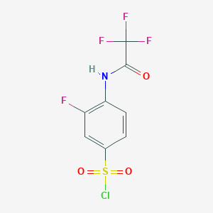 molecular formula C8H4ClF4NO3S B8507162 3-Fluoro-4-(2,2,2-trifluoroacetamido)benzene-1-sulfonyl chloride 