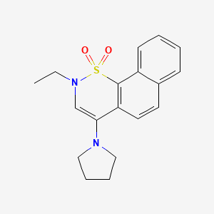 molecular formula C18H20N2O2S B8507517 2-Ethyl-4-(1-pyrrolidyl)-2H-naphtho[2,1-e]-1,2-thiazine-1,1-dioxide CAS No. 61764-57-6