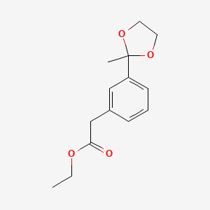 molecular formula C14H18O4 B8507591 [3-(2-Methyl-[1,3]dioxolan-2-yl)-phenyl]-acetic acid ethyl ester 