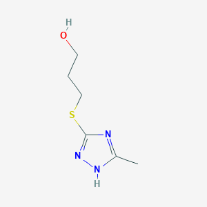 molecular formula C6H11N3OS B8507622 3-Methyl-5-(3-hydroxypropylthio)-1,2,4-triazole 