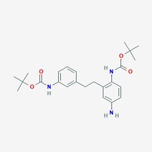 molecular formula C24H33N3O4 B8507855 Carbamic acid,n-[3-[2-[5-amino-2-[[(1,1-dimethylethoxy)carbonyl]amino]phenyl]ethyl]phenyl]-,1,1-dimethylethyl ester 