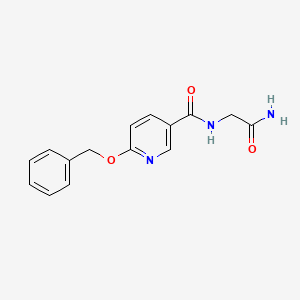 molecular formula C15H15N3O3 B8507980 3-Pyridinecarboxamide, N-(2-amino-2-oxoethyl)-6-(phenylmethoxy)- CAS No. 579491-50-2