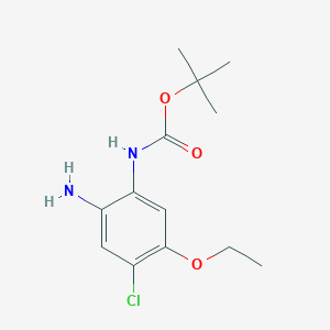 molecular formula C13H19ClN2O3 B8508053 Carbamic acid,(2-amino-4-chloro-5-ethoxyphenyl)-,1,1-dimethylethyl ester 