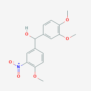 molecular formula C16H17NO6 B8508061 (4-Methoxy-3-nitro-phenyl)-(3,4-dimethoxy-phenyl)-methanol 