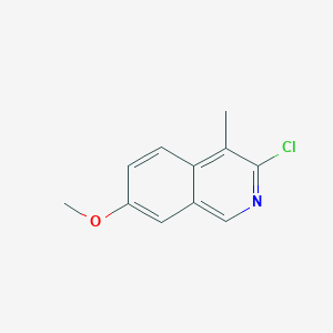 molecular formula C11H10ClNO B8508276 3-Chloro-7-methoxy-4-methylisoquinoline 