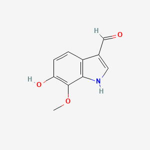 molecular formula C10H9NO3 B8508306 1h-Indole-3-carbaldehyde,6-hydroxy-7-methoxy- 